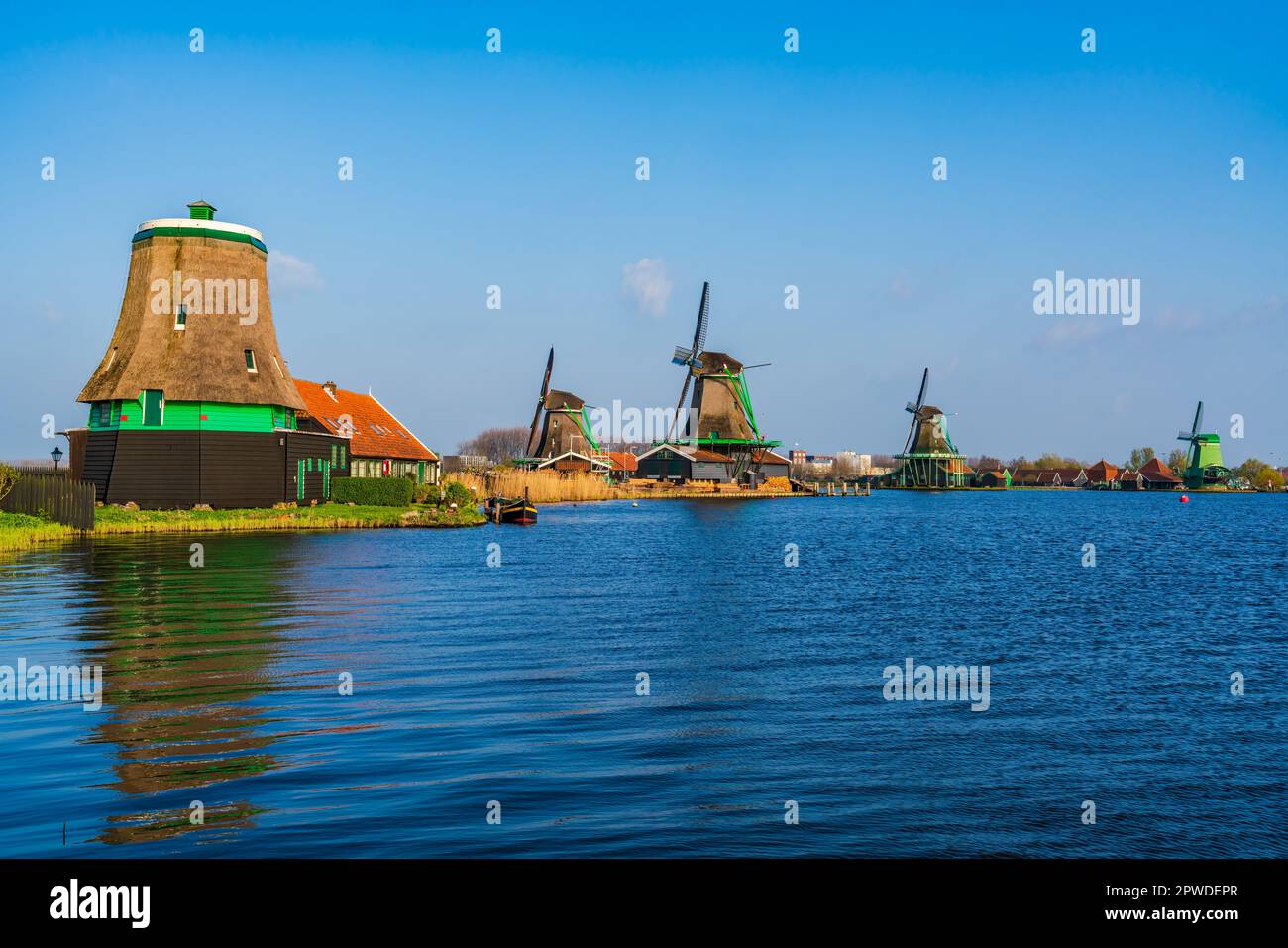 Zaanse Schans windmills, Zaandam near Amsterdam in Holland Stock Photo ...