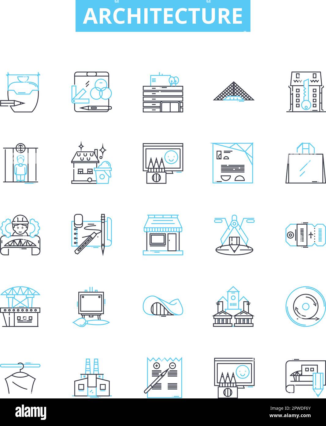 Architecture vector line icons set. Structure, Design, Facade, Building ...