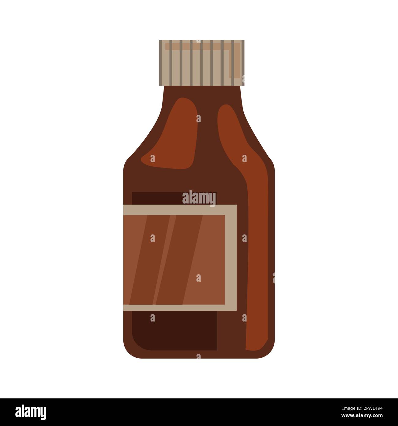 Brown bottle of medicine with label cartoon illustration Stock Vector