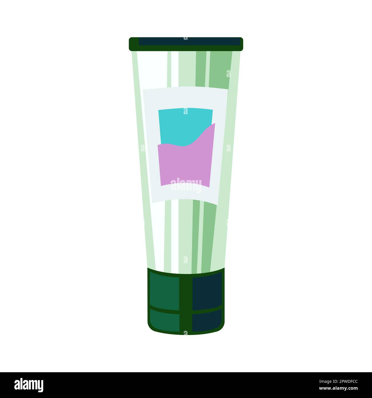 Medicinal ointment in green tube with colorful label cartoon