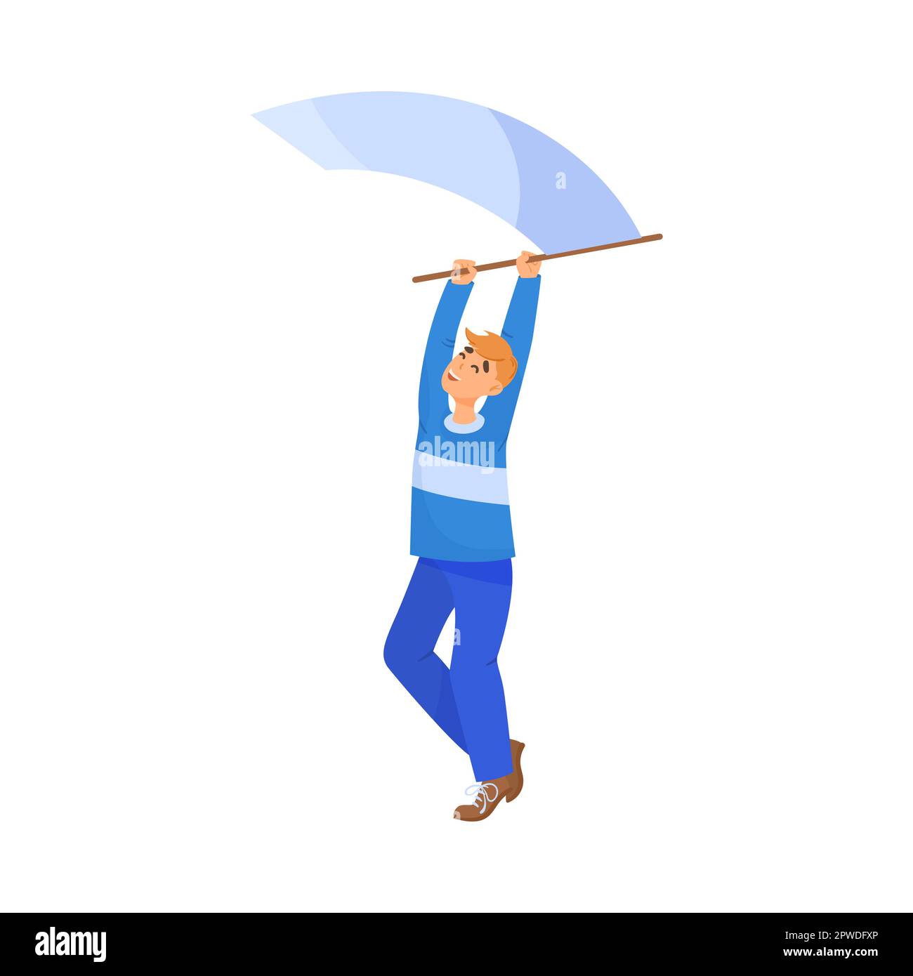 Happy football male fan waving flag cartoon illustration Stock Vector Image  \u0026 Art - Alamy, image size:1300x1390