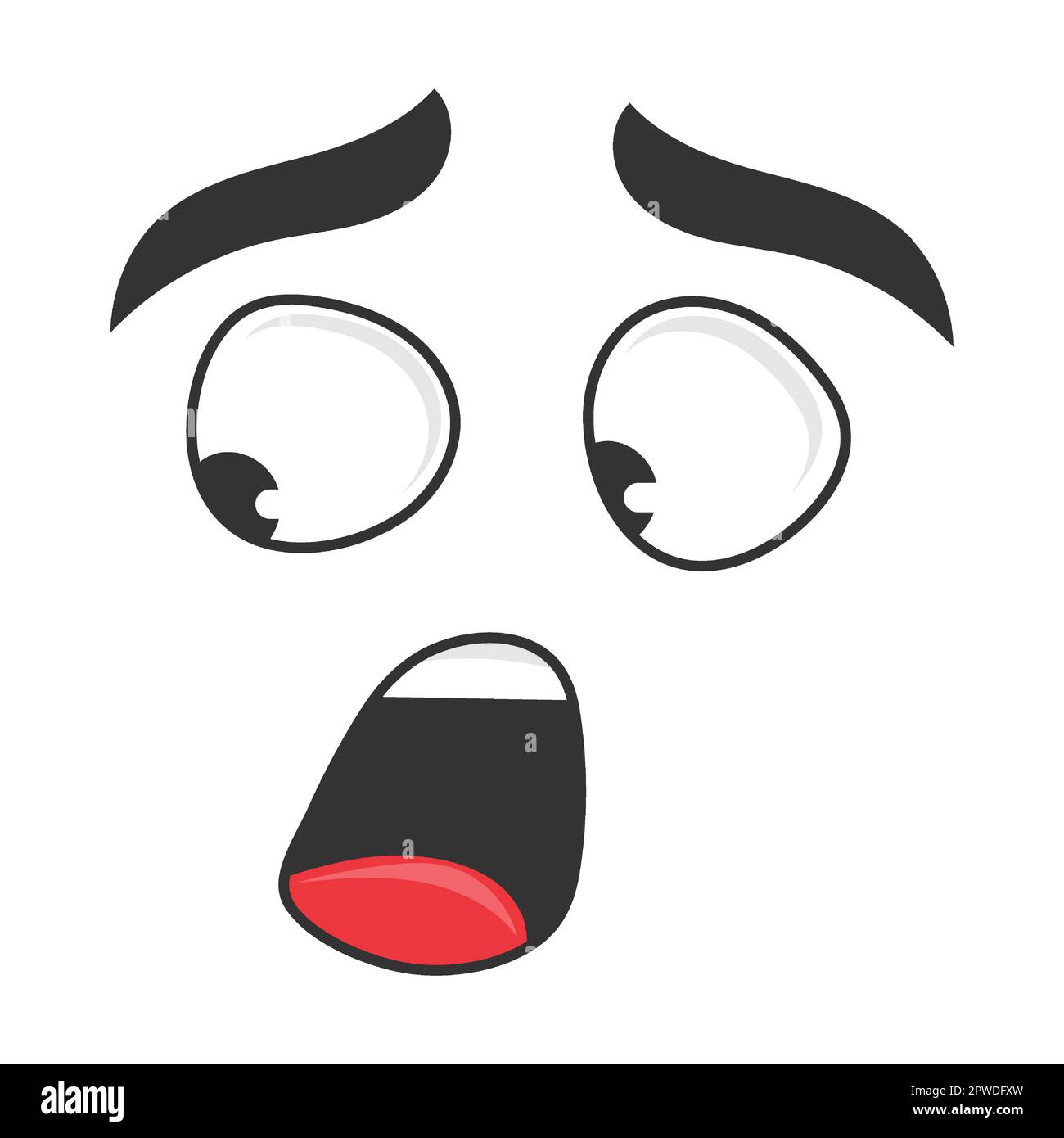 Expression of fright and fear cartoon face vector illustration