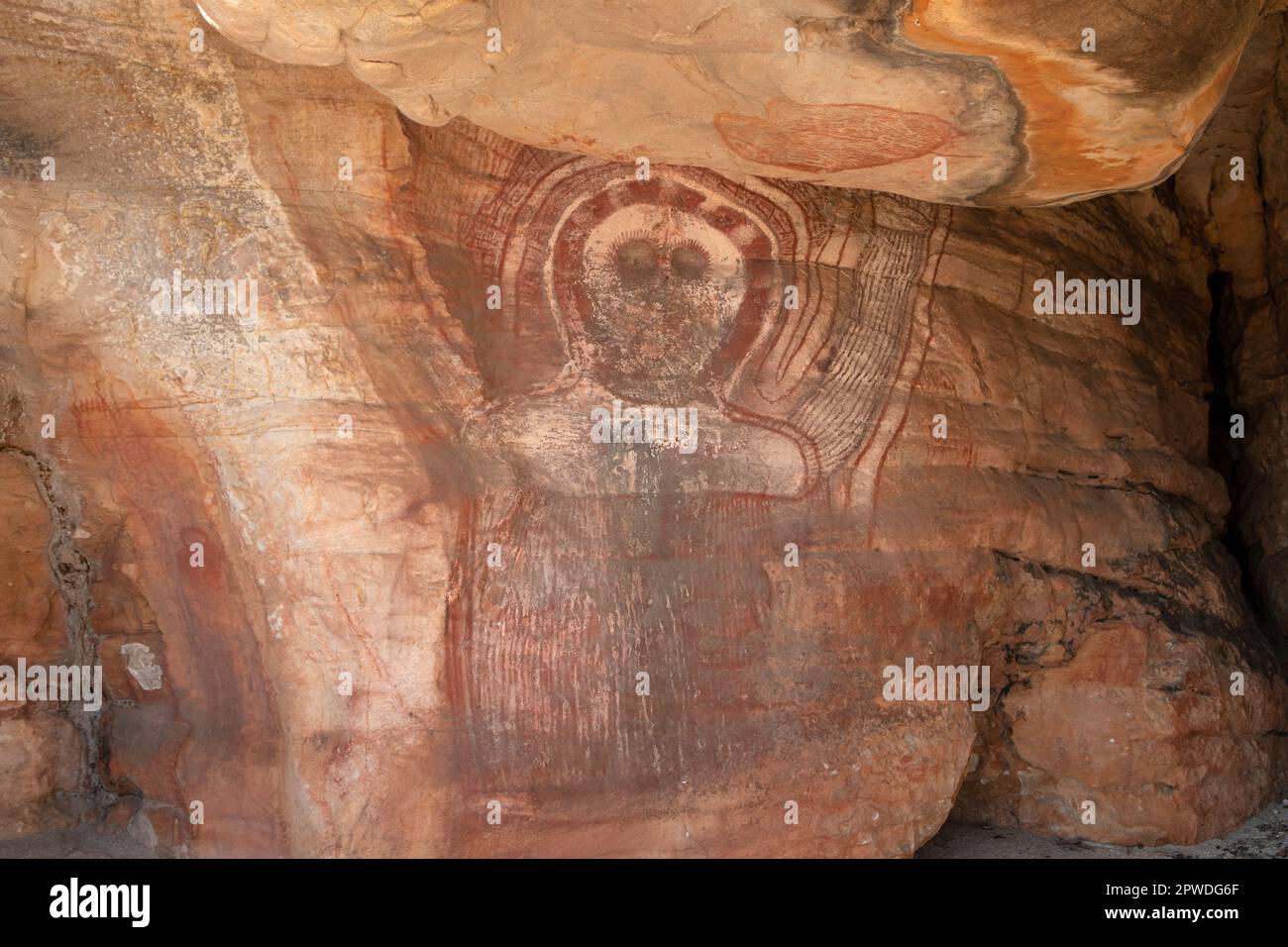 Wandjina Art on Bigge Island, Kimberley Coast, WA, Australia Stock Photo