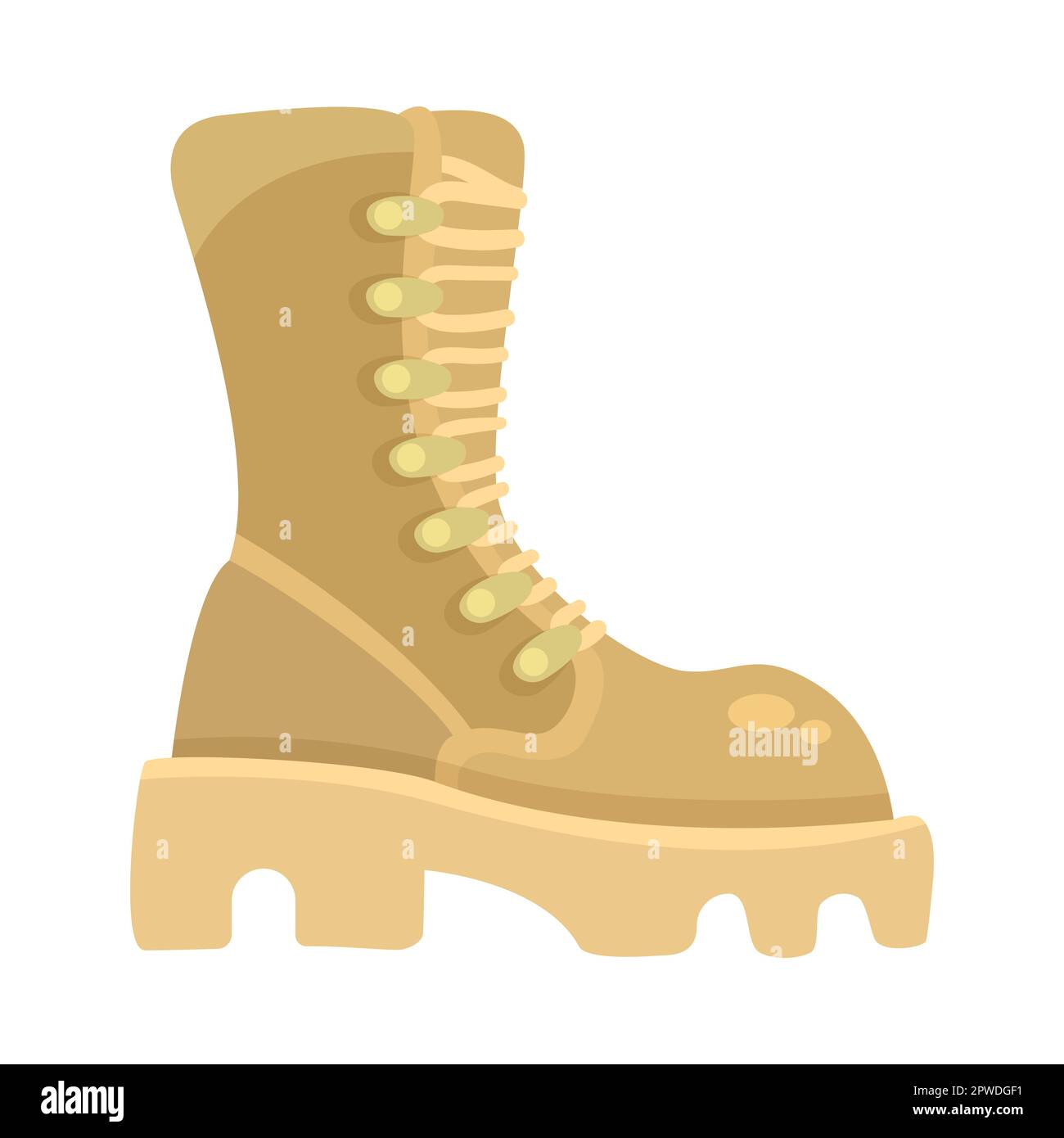 Side view of military boot turned right cartoon illustration Stock