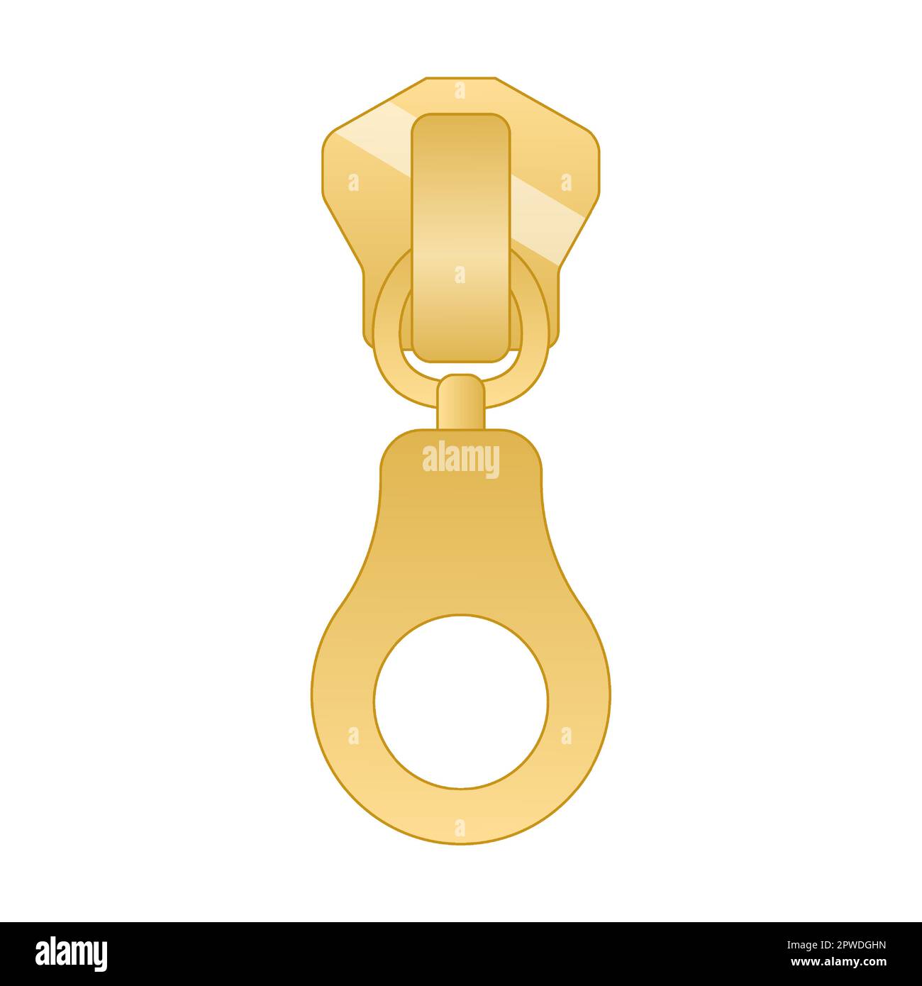brass, bronze polished zipper puller vector illustration. Vintage or