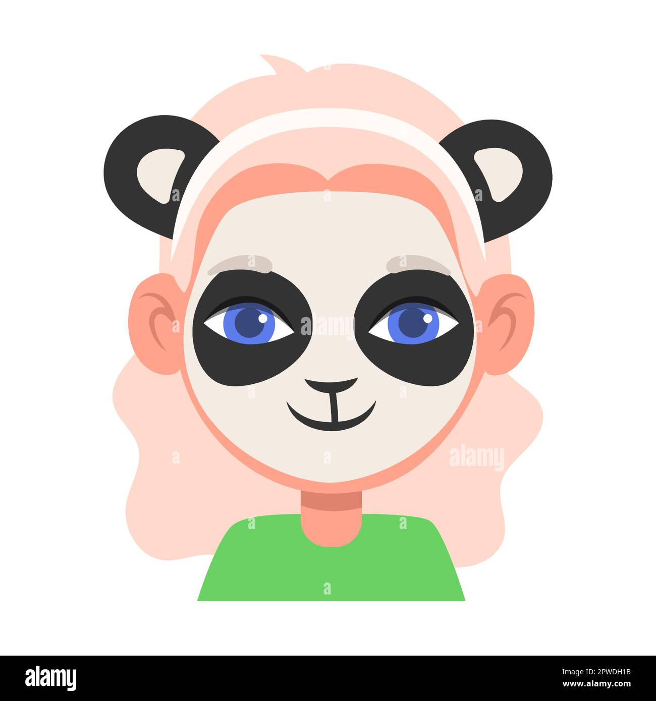 Portrait of kid with face chinese panda makeup vector illustration. Children with creative face painting or mask, animals and heroes isolated on Stock Vector Image & Art -