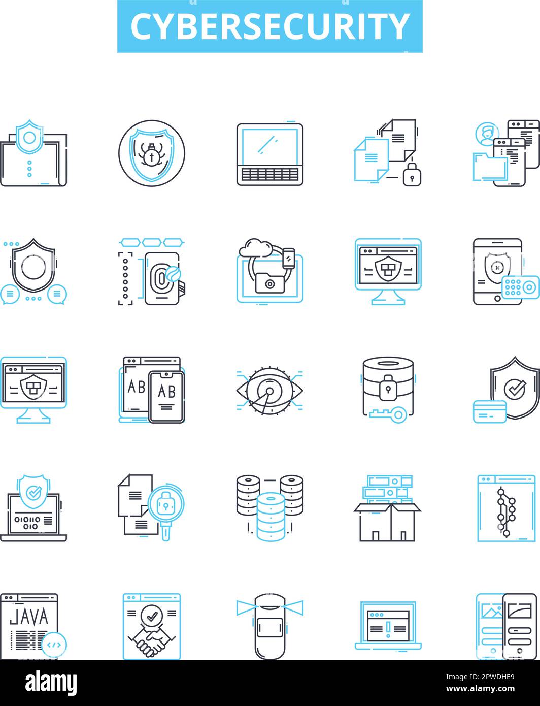 Cybersecurity vector line icons set. Cybersecurity, Cyberdefense ...