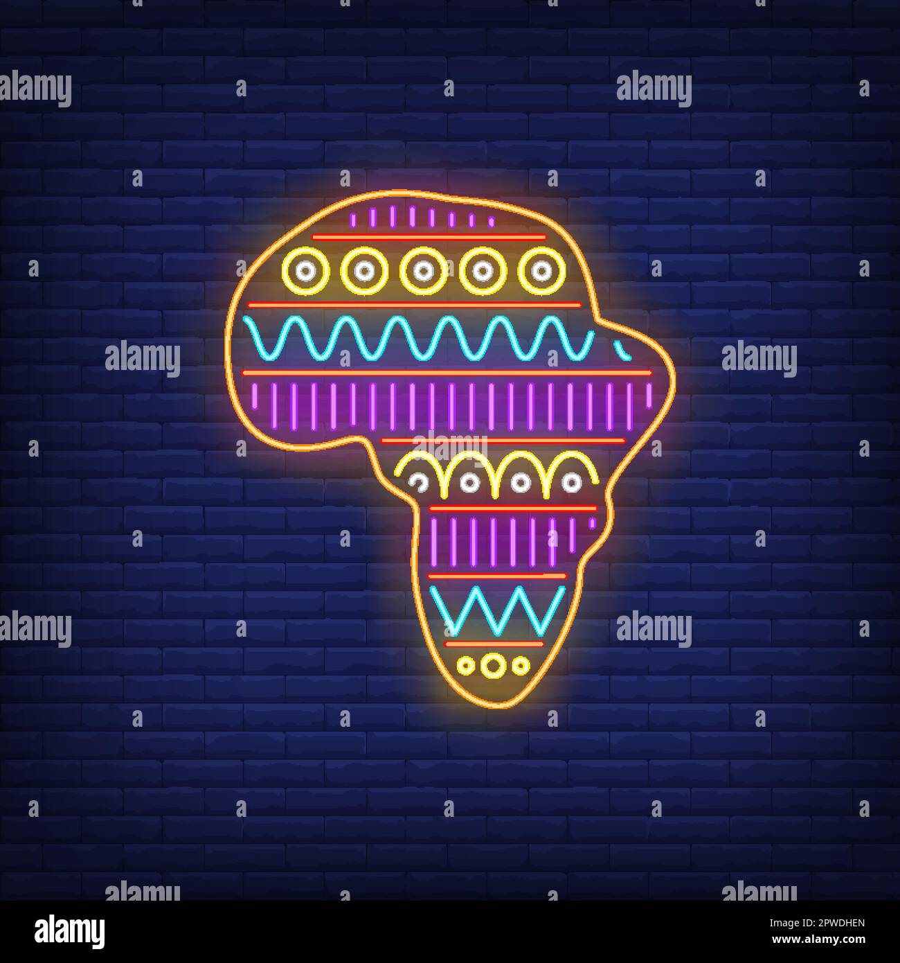 Bright Motif In Africa Map Outline Neon Sign Stock Vector Image Art