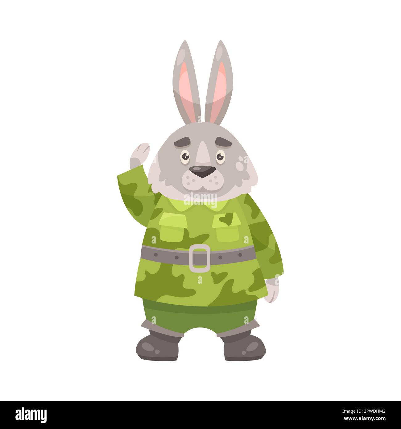 Cute rabbit character in camouflage cartoon illustration Stock Vector ...