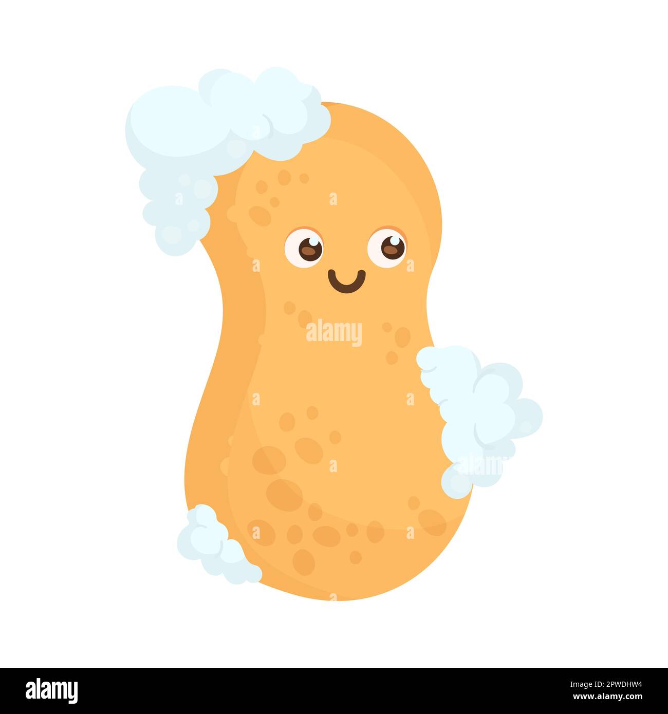 Funny bath sponge with foam cartoon illustration Stock Vector Image