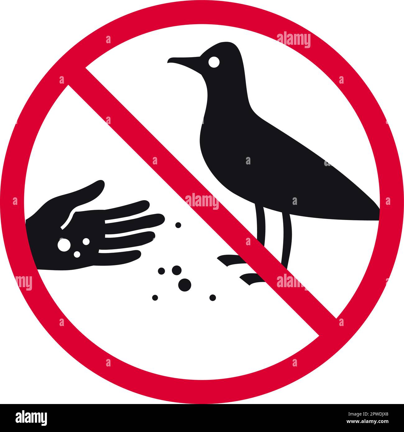 Do not feed birds prohibited sign, don't feed the seagulls forbidden
