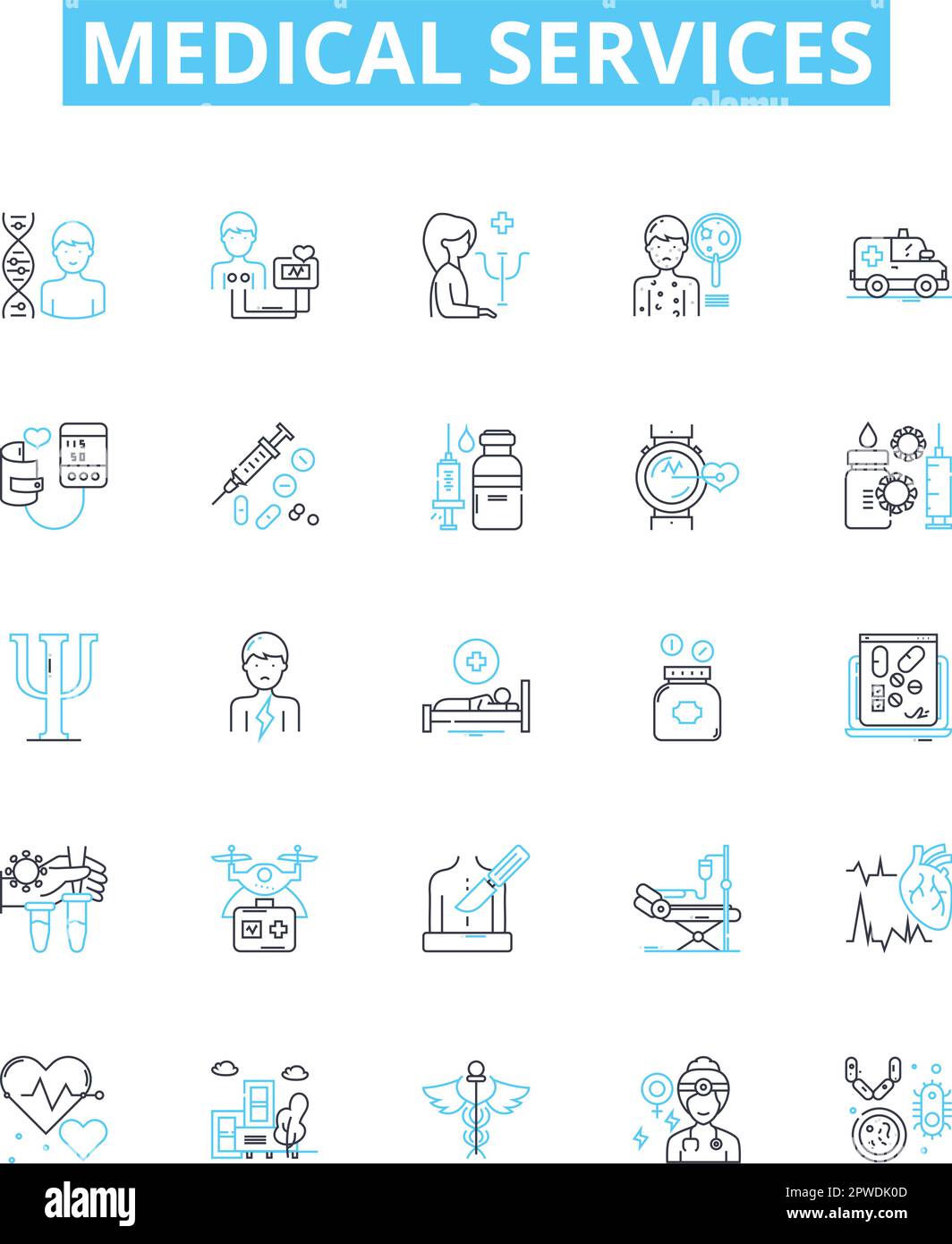 Medical services vector line icons set. Medicine, Health, Treatment ...