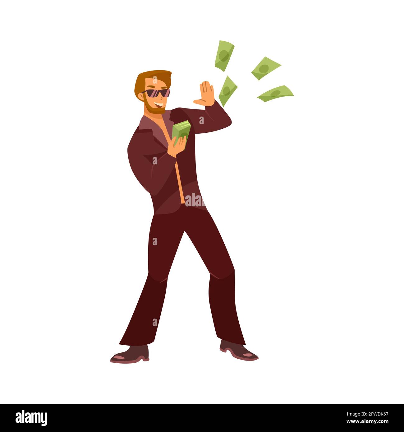 Rich man throwing money cartoon illustration Stock Vector Image & Art