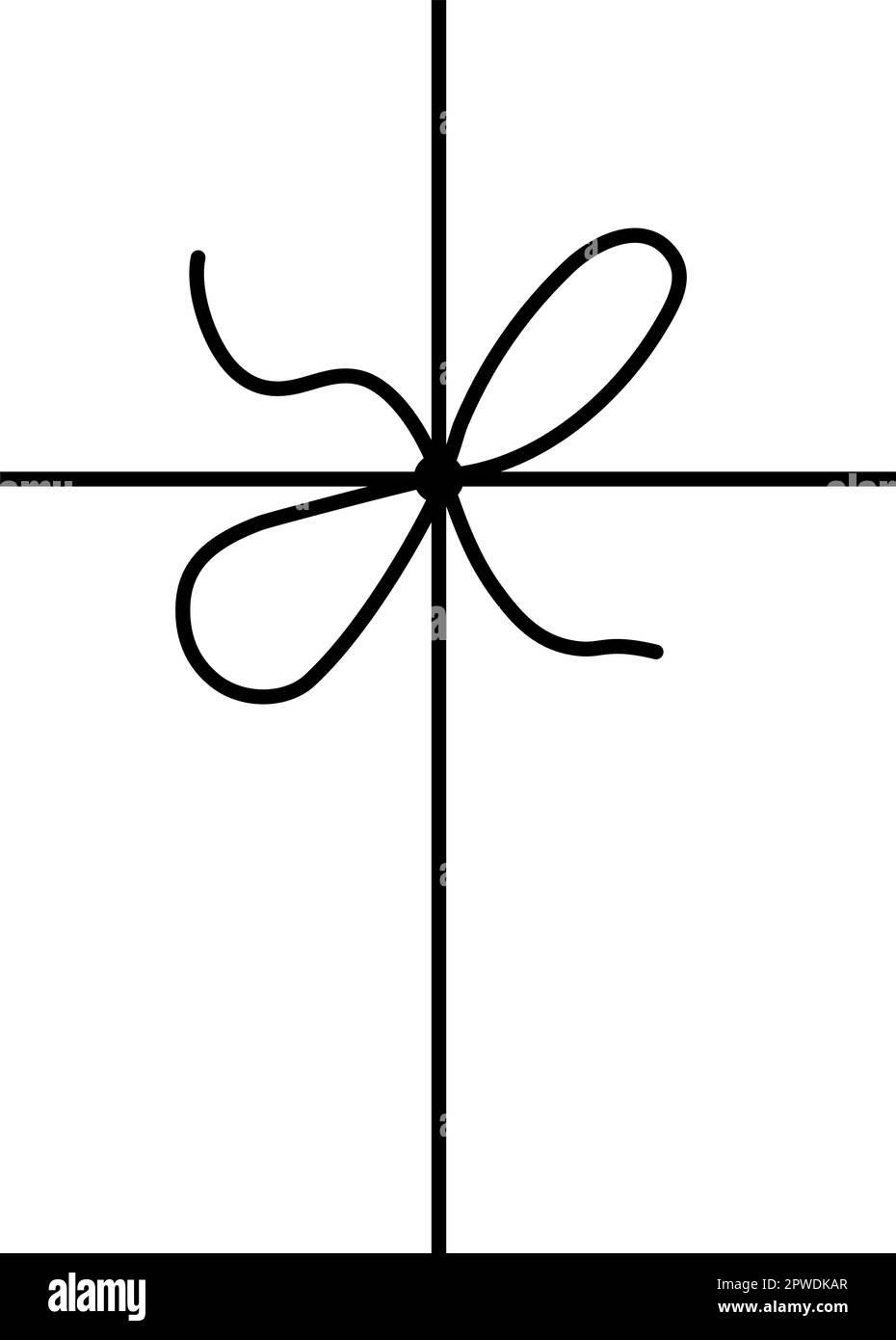 Bow on gift ribbon string vector silhouette icon Stock Vector Image