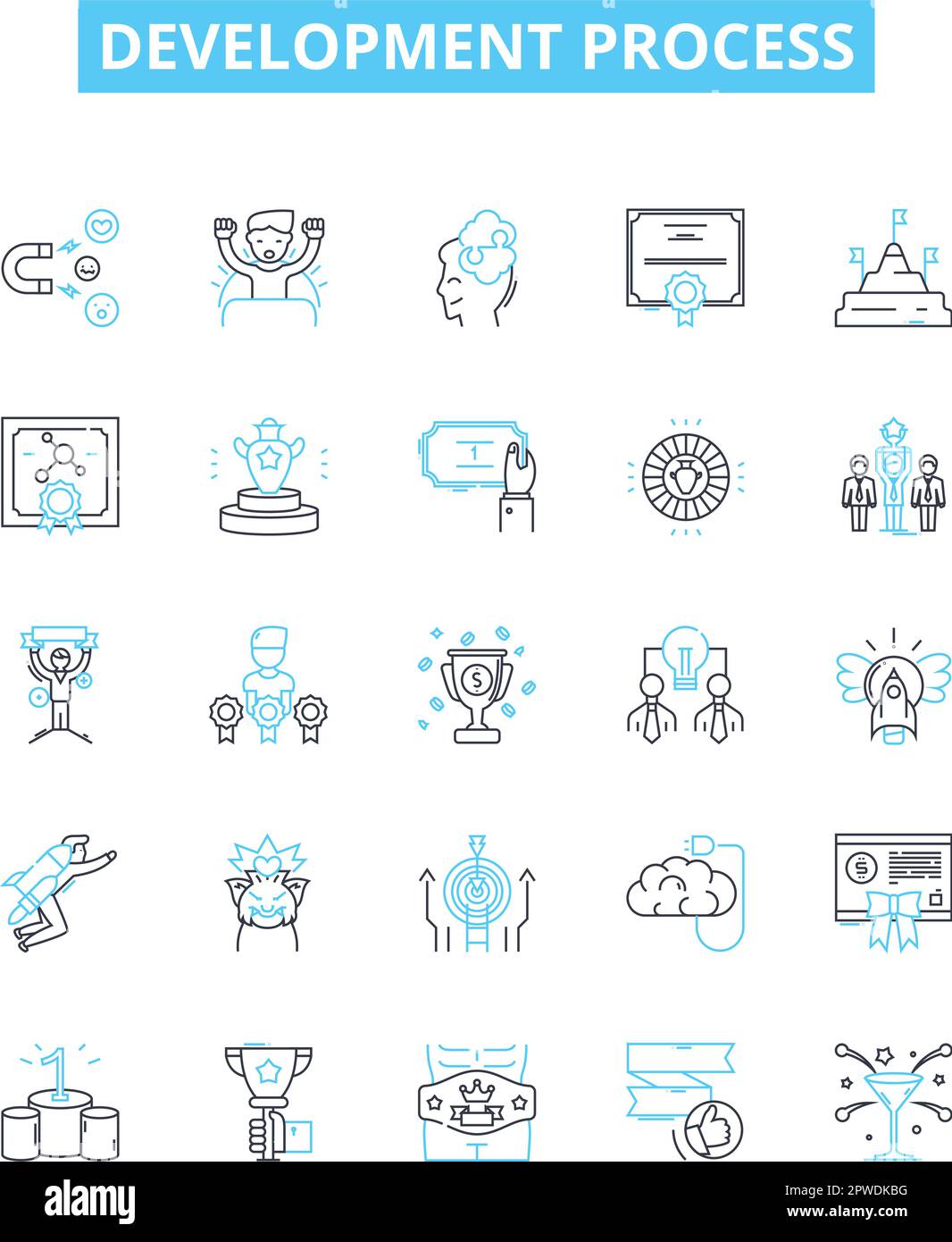 Development process vector line icons set. Process, Development ...