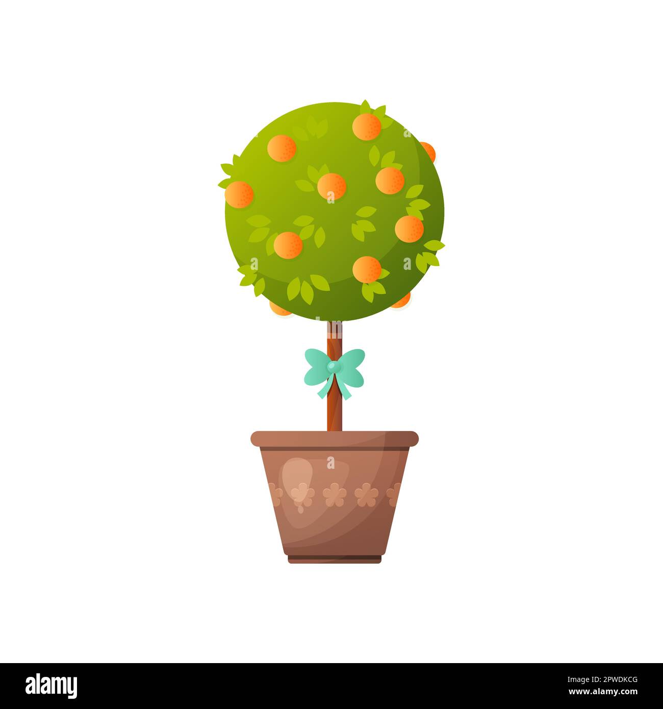 Tall tree with oranges in pot vector illustration Stock Vector Image ...