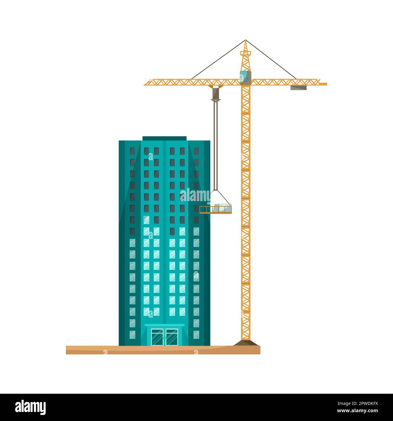 Construction site with skyscraper and crane vector illustration Stock ...