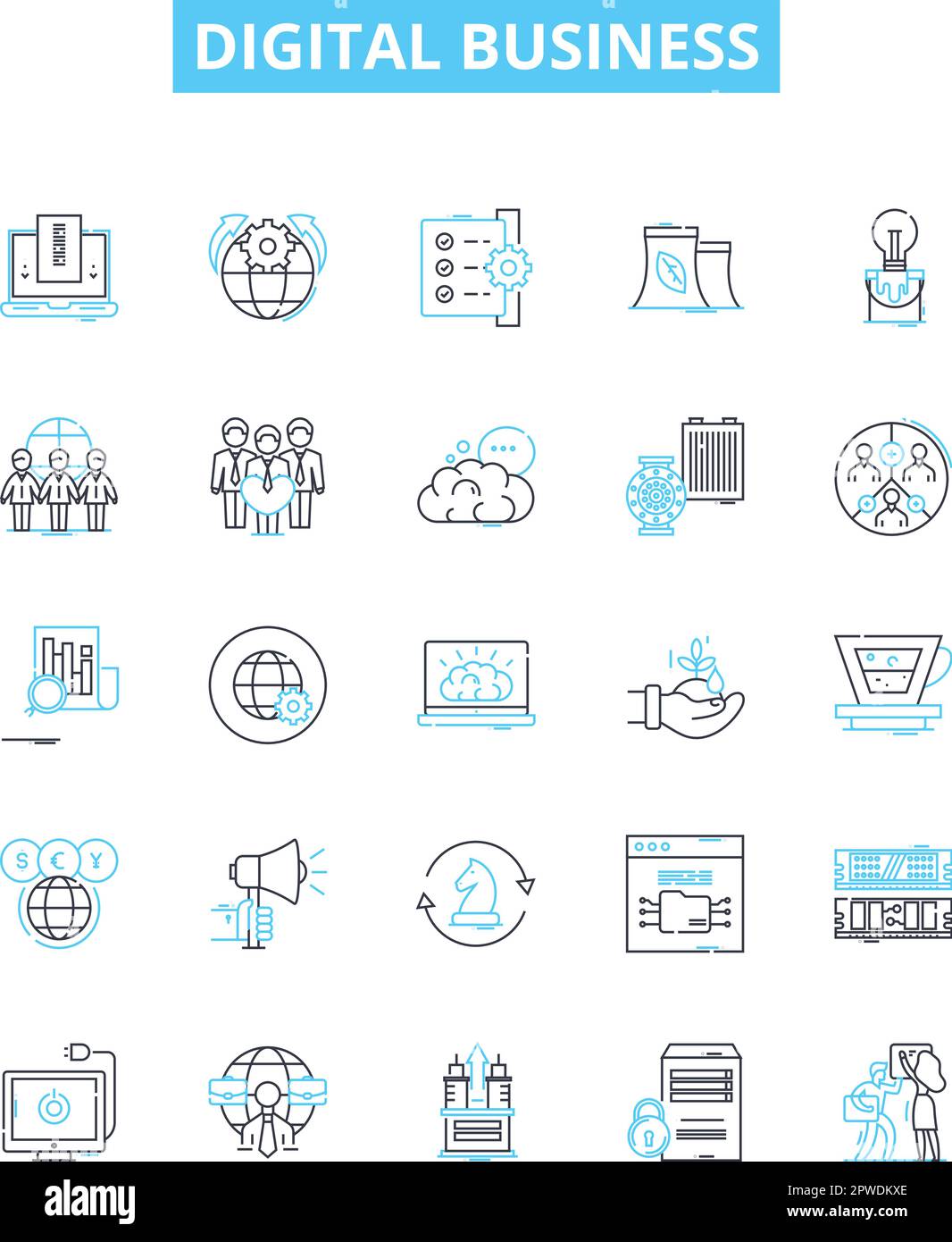 Digital business vector line icons set. Digital, Business, Ecommerce ...