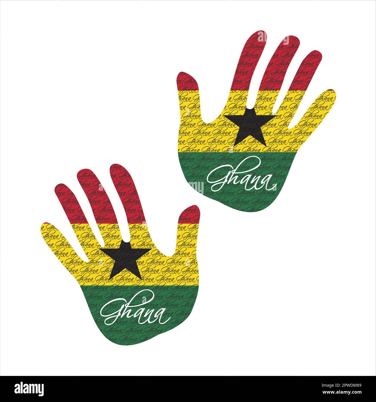 Hand drawn vector illustration with ghana flag pattern great for poster, magazine and clothes design Stock Vector