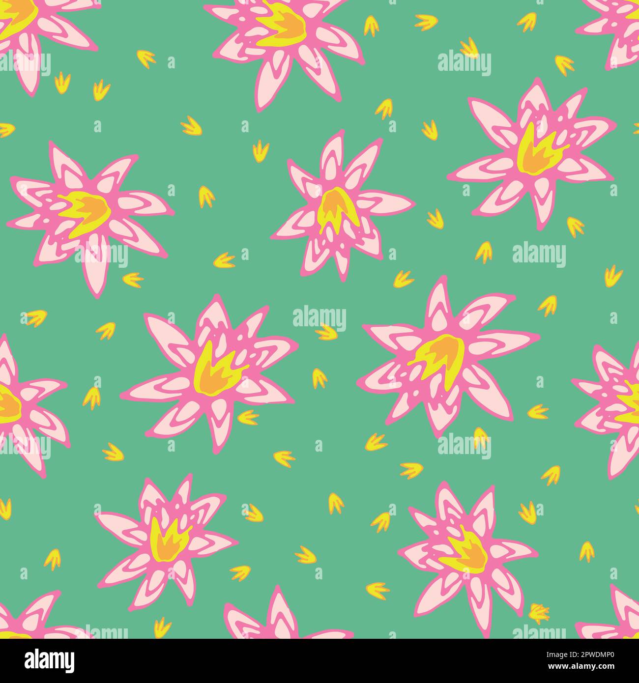 pink lotus flowers vector pattern on green Stock Vector Image & Art - Alamy