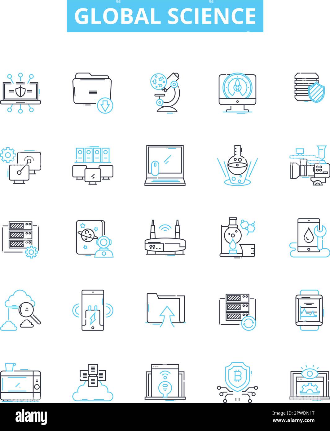 Global science vector line icons set. Global, Science, World ...