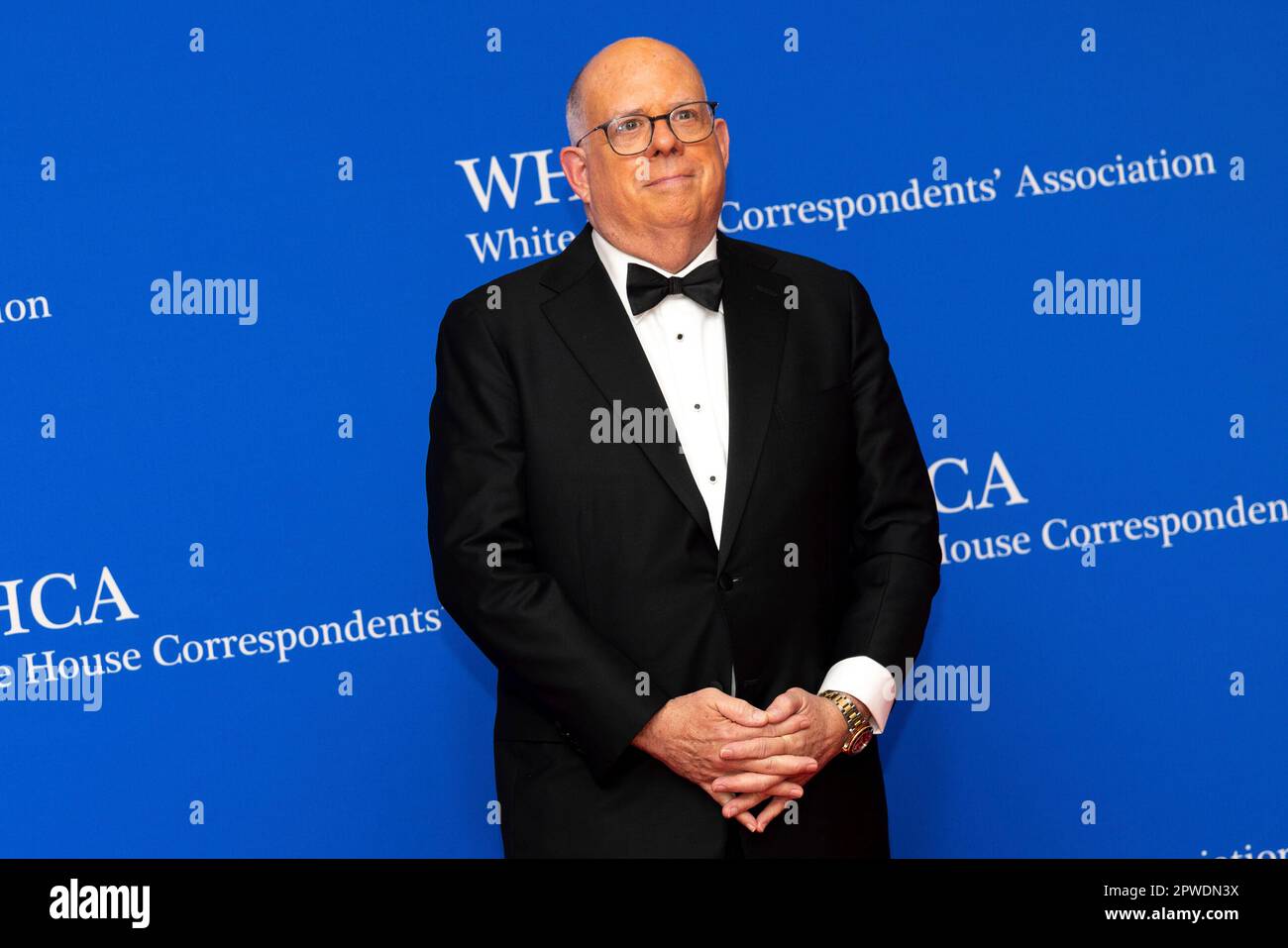Washington, Vereinigte Staaten. 29th Apr, 2023. Former Governor Larry Hogan (Republican of Maryland) arrives for the 2023 White House Correspondents Association Dinner at the Washington Hilton Hotel on Saturday, April 29, 2023, in Washington, DC Credit: Julia Nikhinson/CNP/dpa/Alamy Live News Stock Photo
