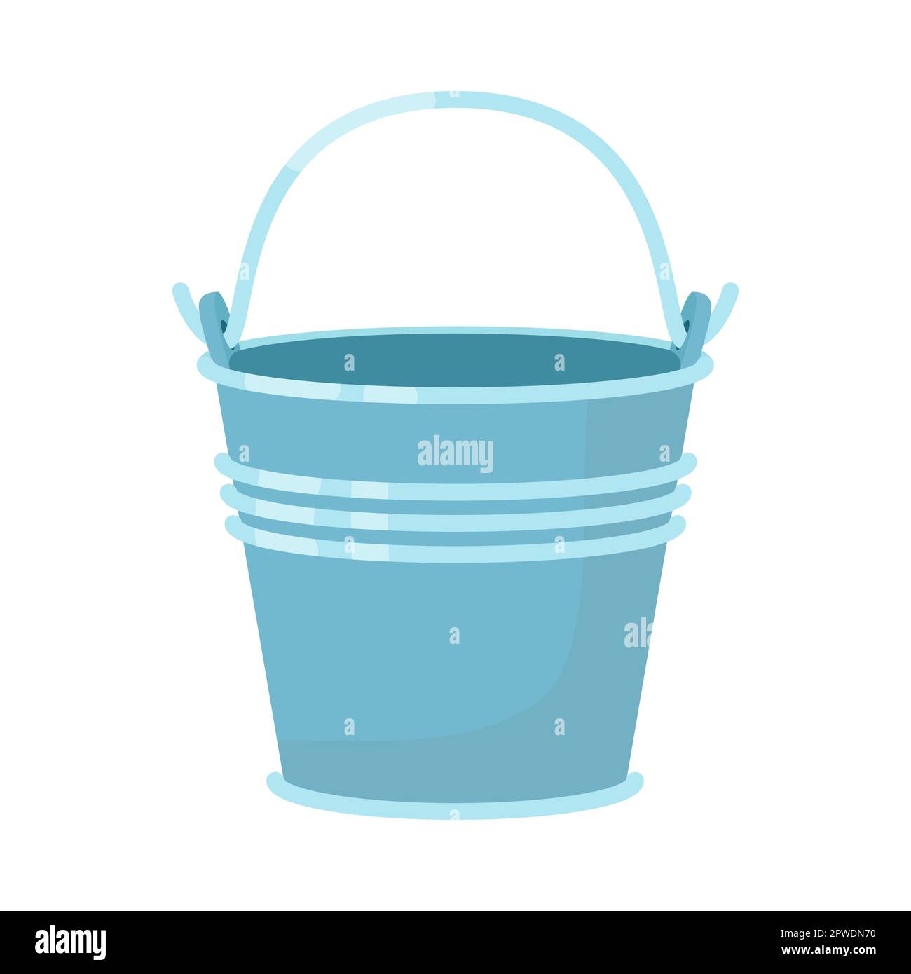 Blue metal bucket for water flat vector illustration Stock Vector Image