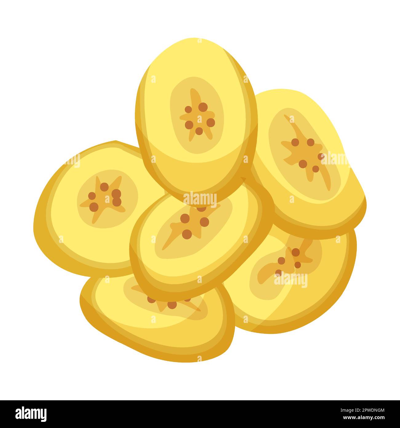 dried banana fruit cartoon illustration. Dried Tropical fruit, food
