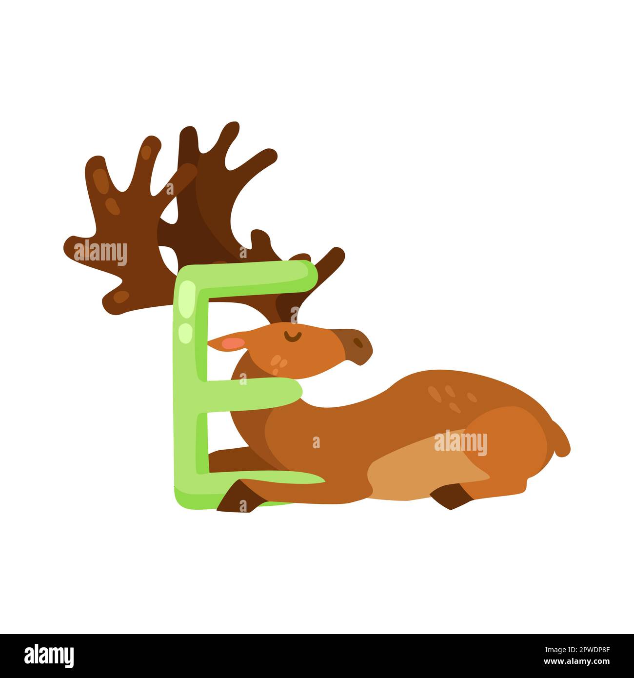 Elk character with alphabet letter e vector illustration Stock Vector