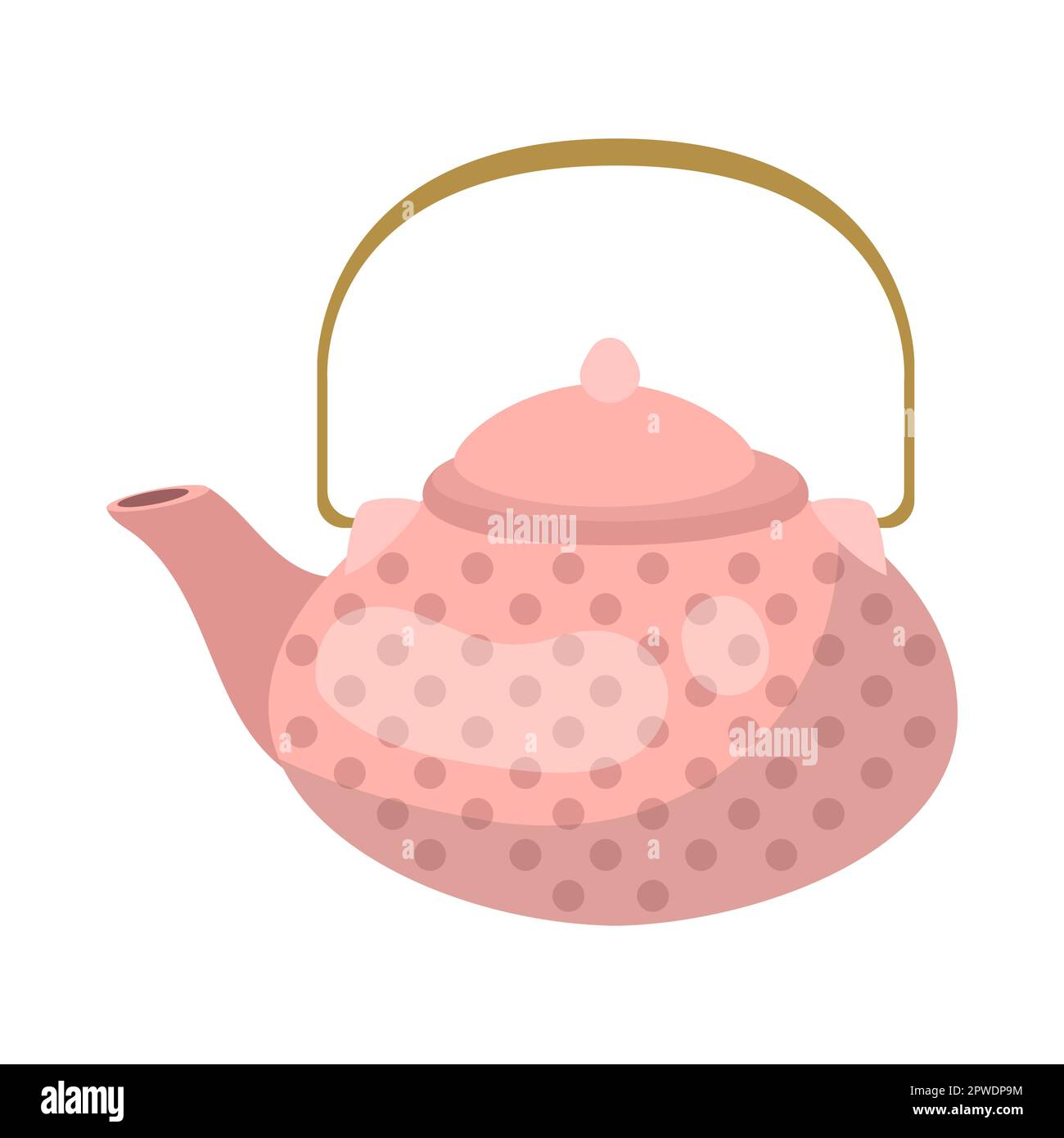 Cute pink ceramic teapot cartoon illustration Stock Vector Image & Art