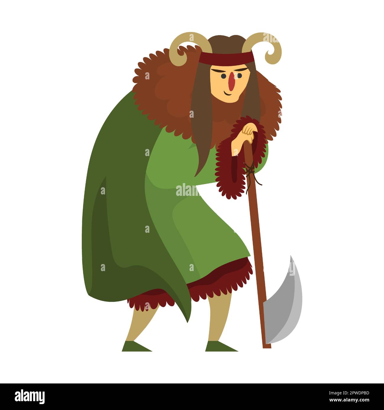 grim priest, forest druid, Computer games heroe cartoon vector illustration. Warrior, and other monsters in pose. Character Warrior Stock Vector