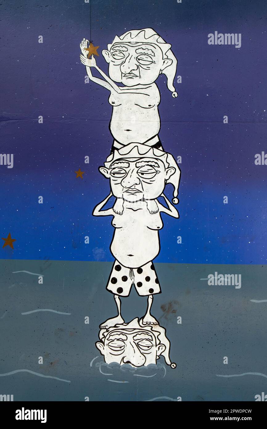 Characters Street Art by Lara Connor and Caleb Schatz, Darwin, NT, Australia Stock Photo