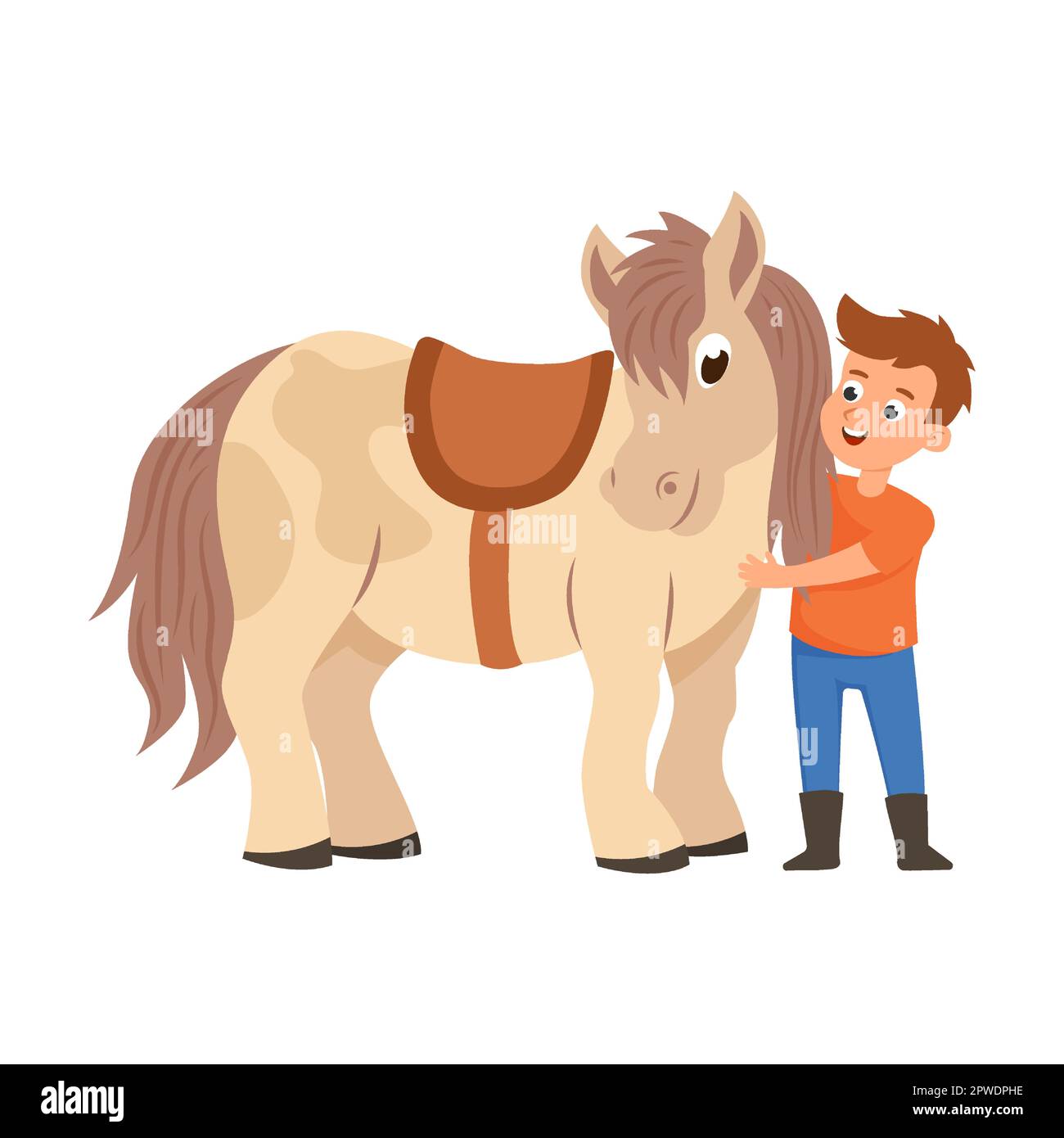 Little girl petting horse Cut Out Stock Images & Pictures - Alamy