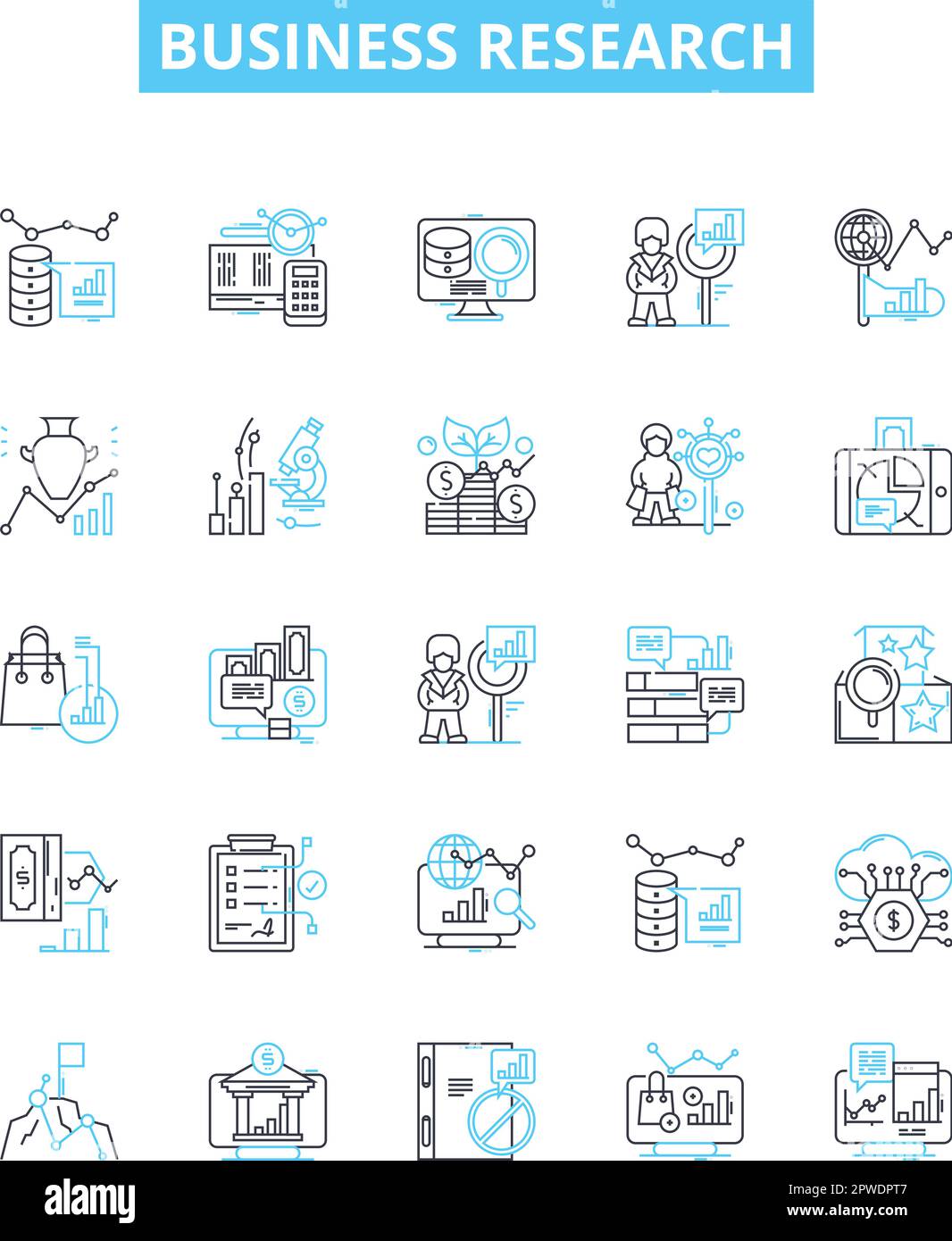 Business research vector line icons set. Business, Research, Analysis