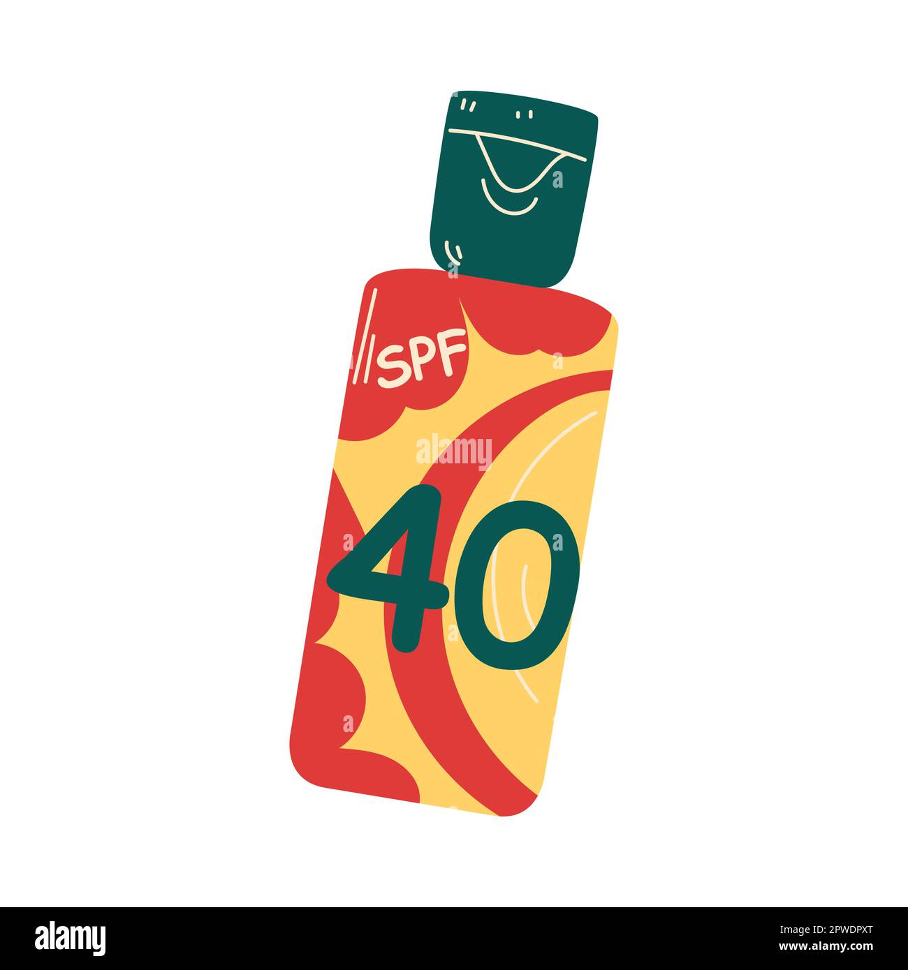 Colorful bottle of sunblock lotion with label vector illustration Stock