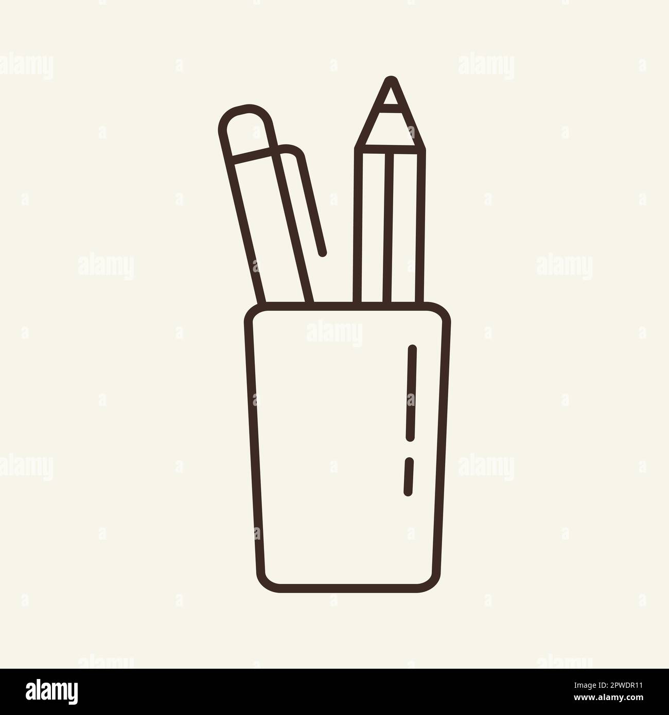 Pencil cup line icon Stock Vector