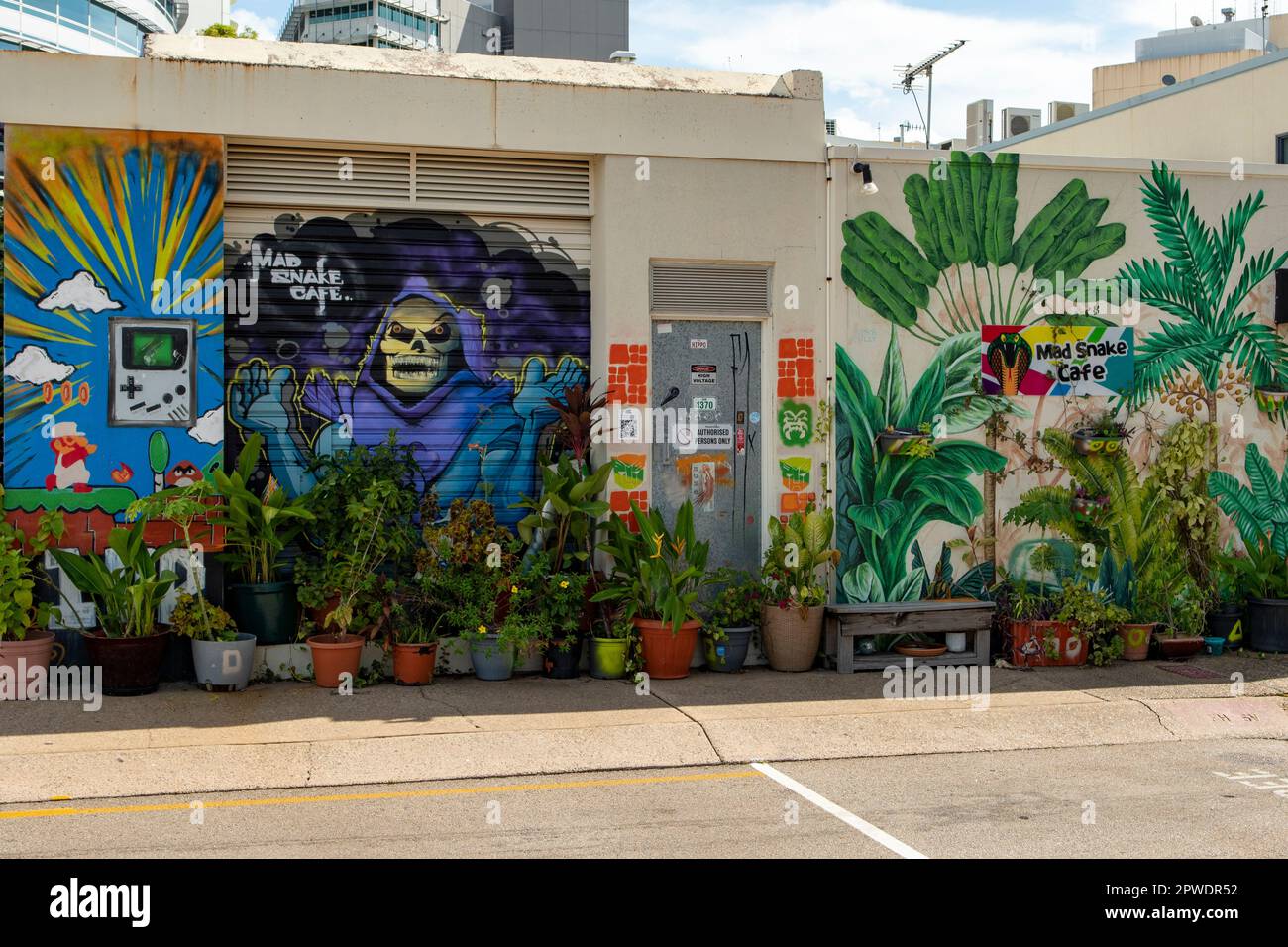 Mad Snake Cafe Street Art, Darwin, NT, Australia Stock Photo Alamy