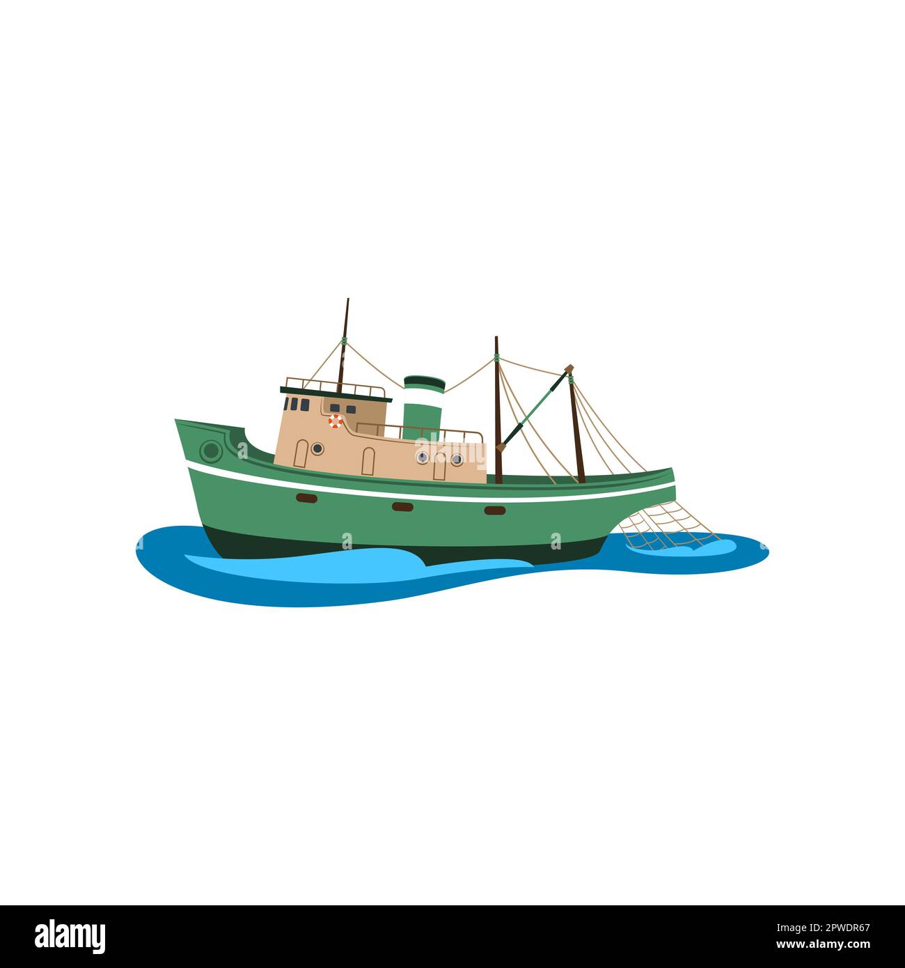 Fishing boat cartoon illustration Stock Vector