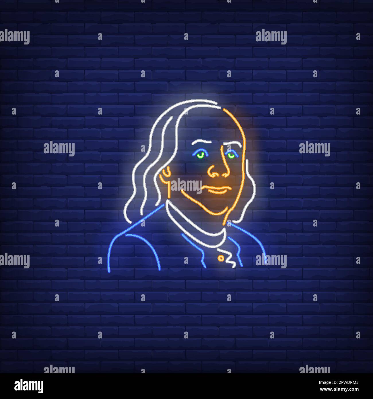 Benjamin Franklin silhouette neon sign Stock Vector Image & Art - Alamy