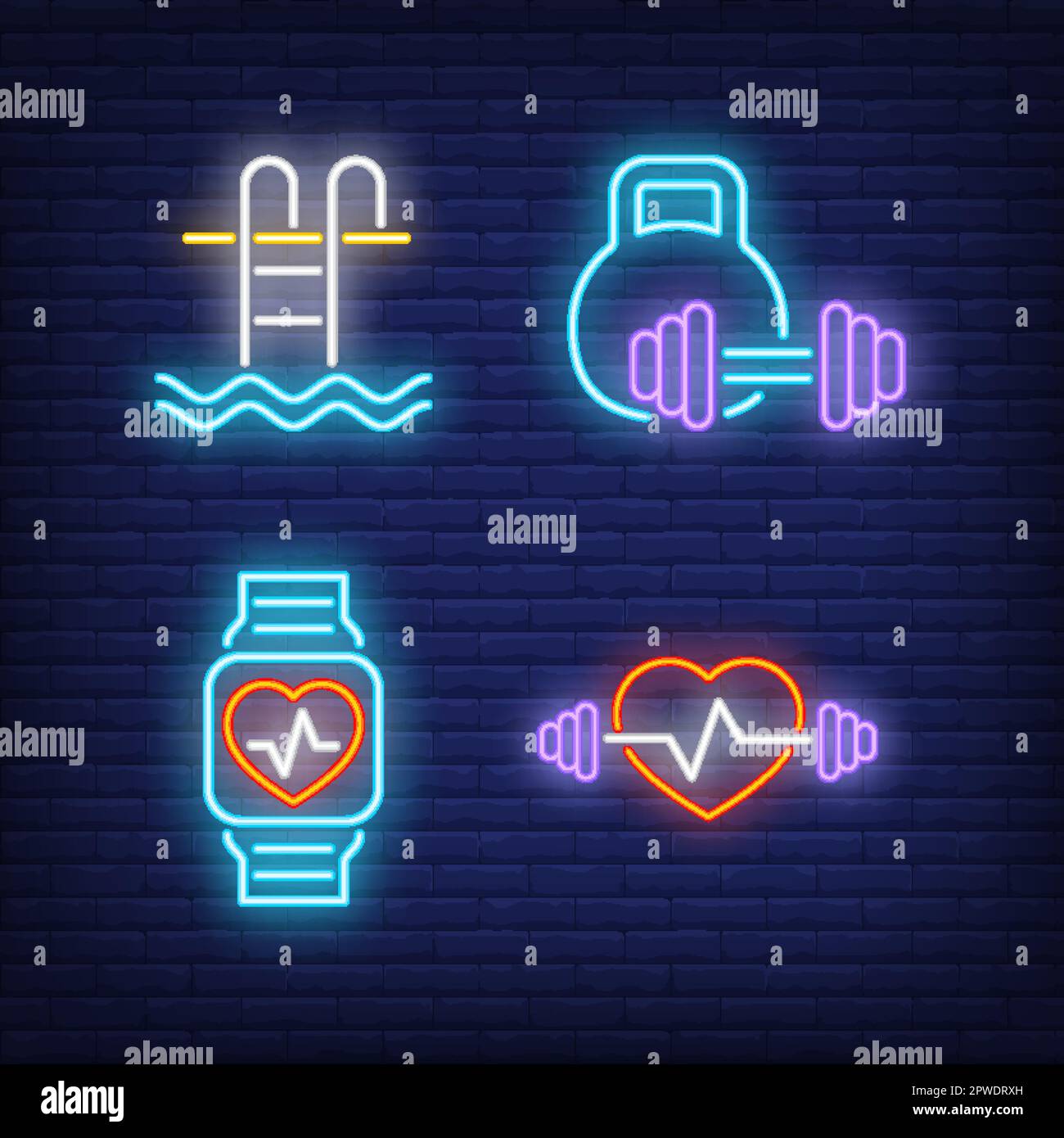 Fitness club neon sign set. Swimming pool Stock Vector Image & Art Alamy