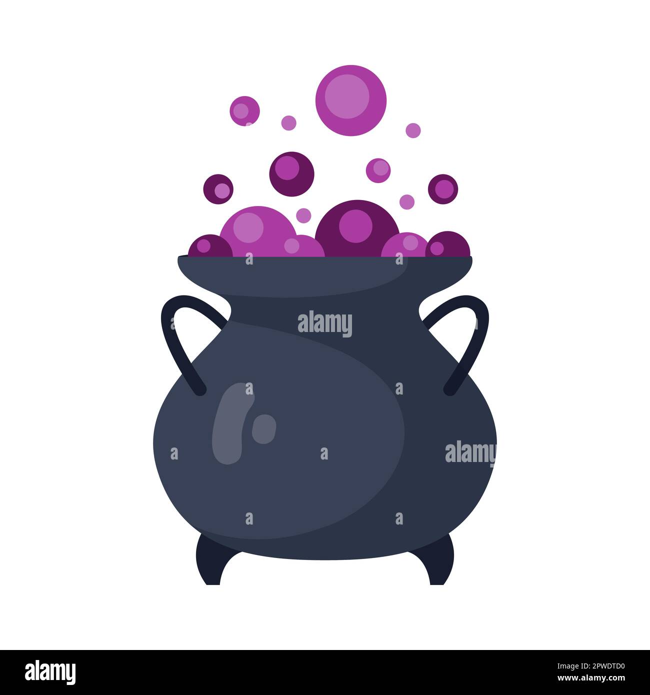 Cauldron or pot of bubbling potion cartoon illustration Stock Vector