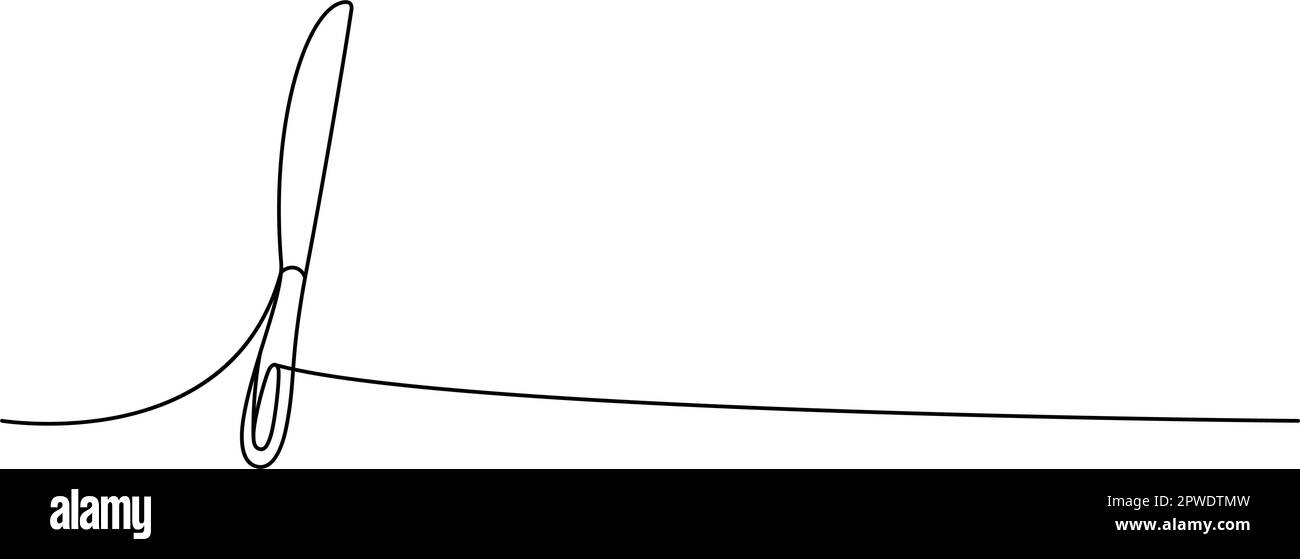 Kitchen knife one line continuous drawing. Kitchen tools continuous one ...