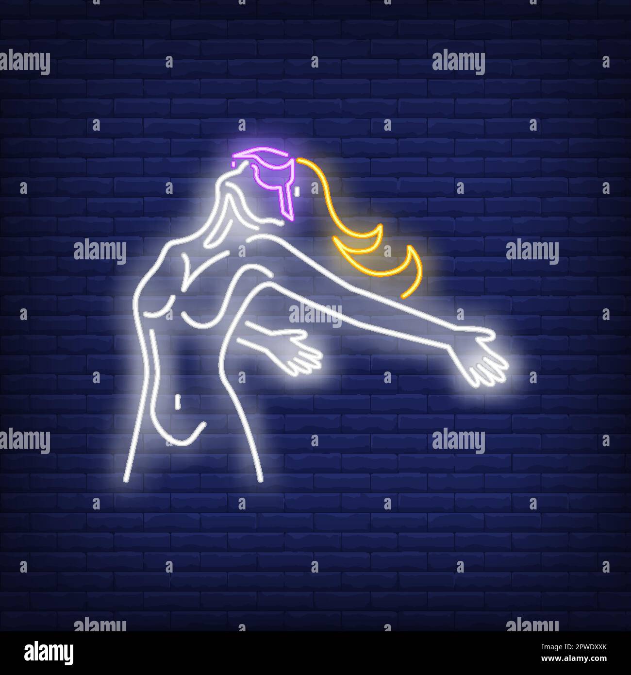 Girl wearing VR glasses neon sign Stock Vector Image & Art - Alamy
