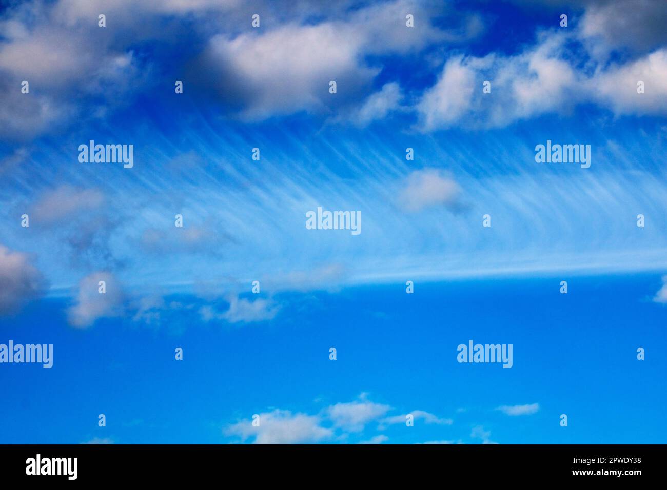 Unusual Cloud Formation over Cheshire Plain, Wales Stock Photo