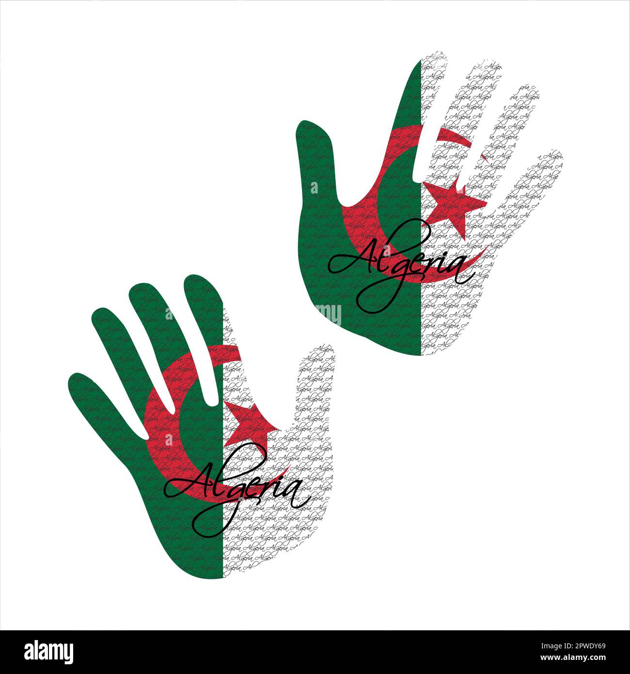 Hand drawn vector illustration with algeria flag pattern great for poster, magazine and clothes design Stock Vector