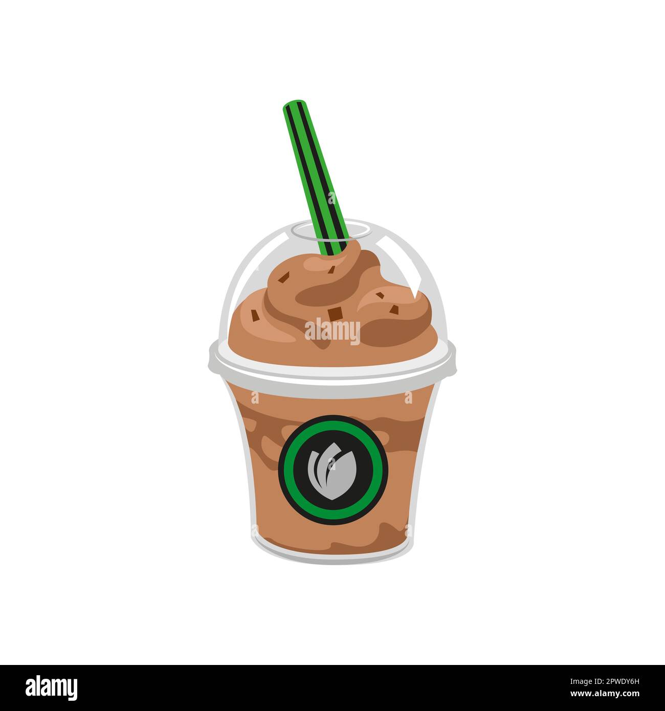 Takeaway hot chocolate with straw cartoon illustration Stock Vector