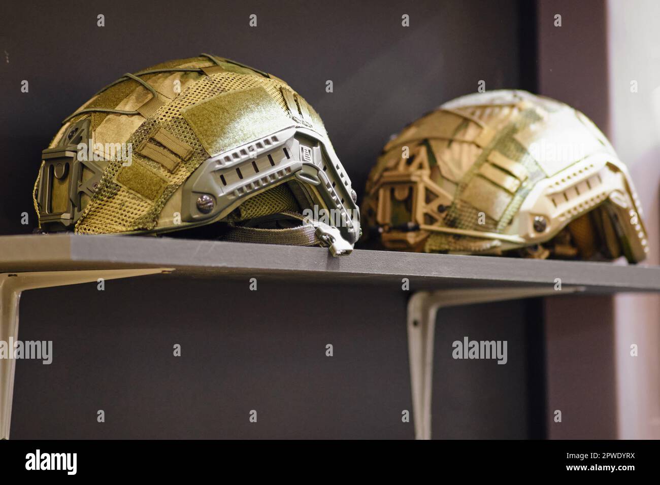 The soldier's helmet from the khaki military uniform set, as seen in