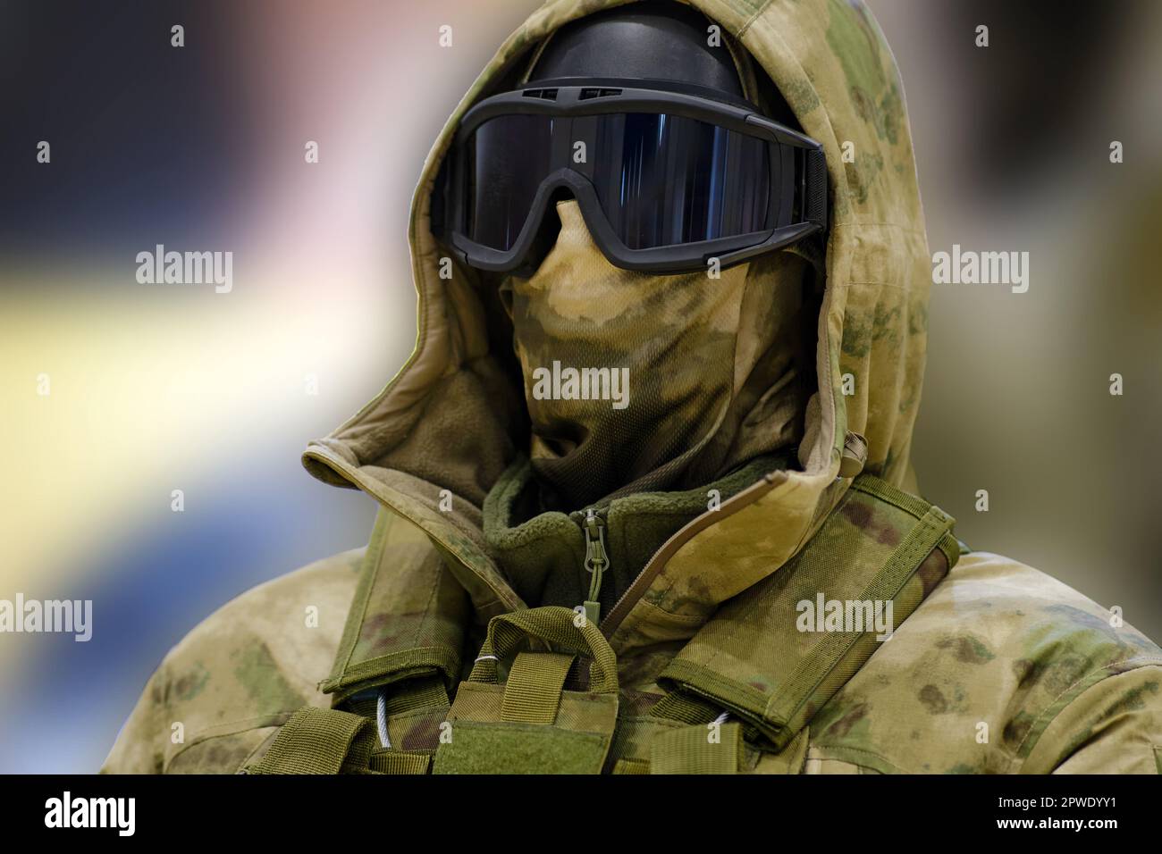 In the military clothing store, one can find a mannequin dressed in