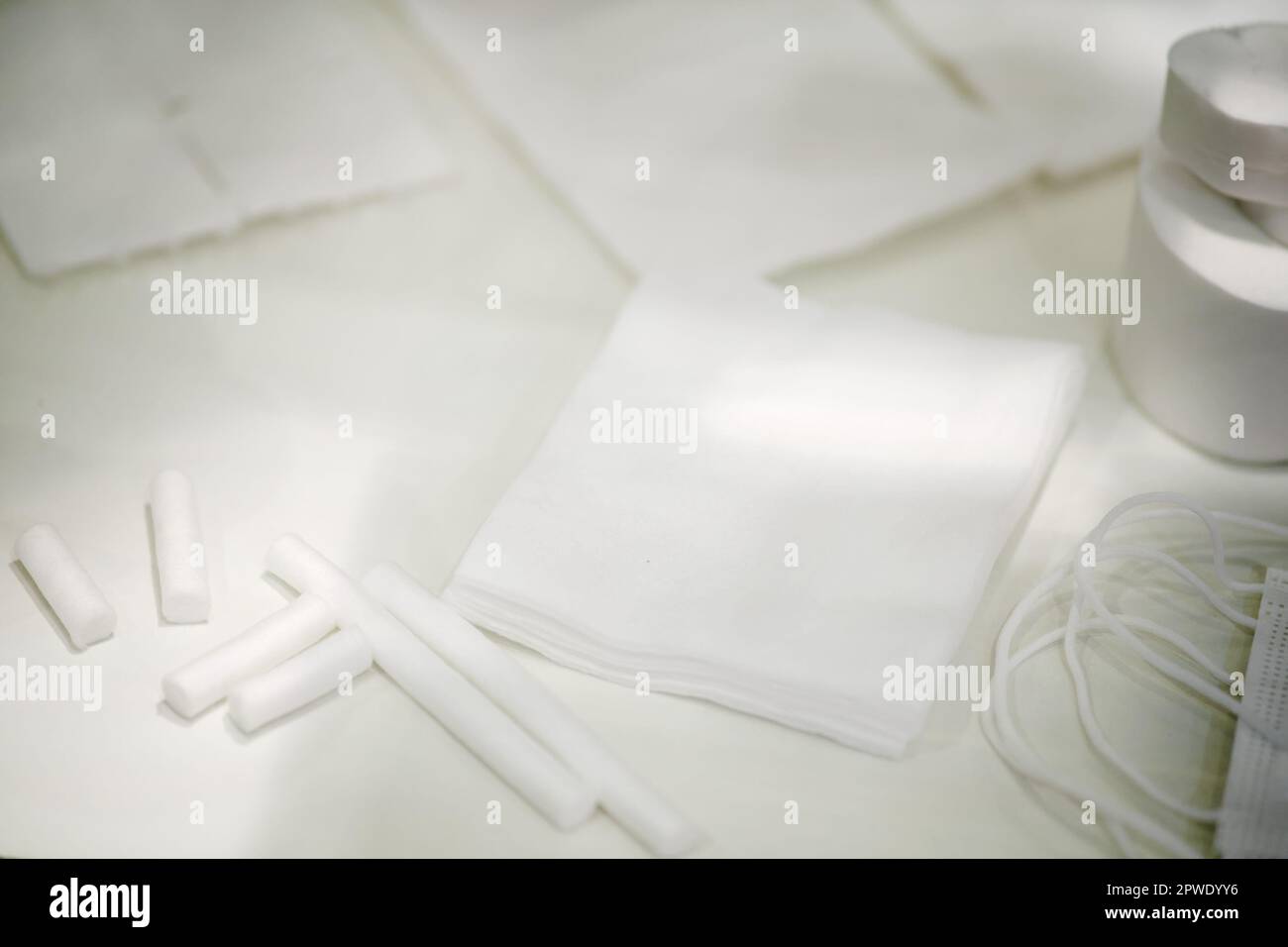 Medical bandages, cotton wool and tampons for wound dressing Stock Photo Alamy