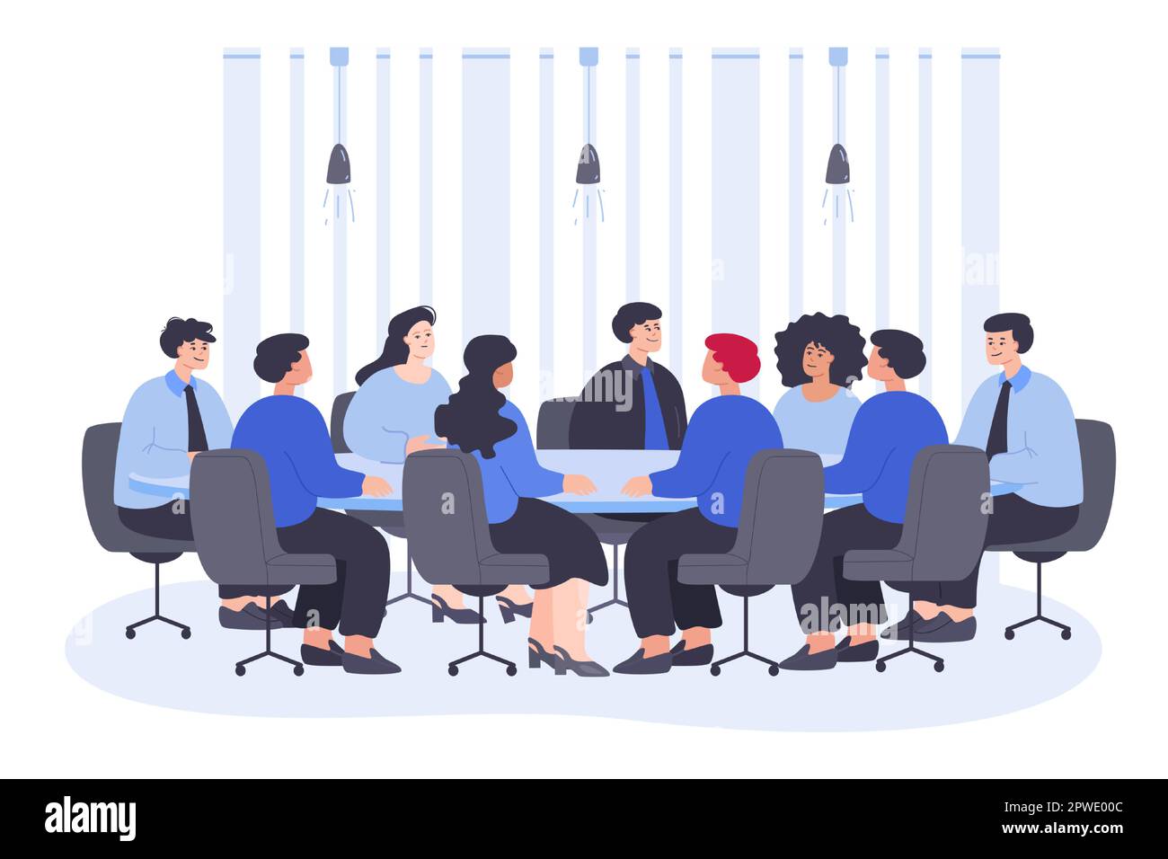 Meeting of politicians or corporate employees at round table Stock